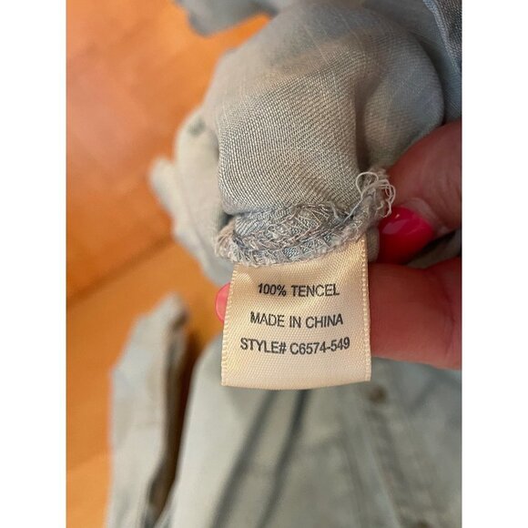 Cloth & Stone Anthropologie Tencel Blue Button Down Belted Dress Sz M - Picture 11 of 12